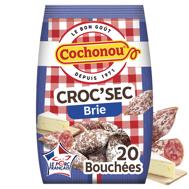 Saucisson Croc sec Porc Français - COCHONOU - 20 bouchées - 130g