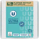 Essuie-tout blanc compact x4 = 8 rouleaux