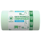 Sacs poubelles compostables - 10L - x15