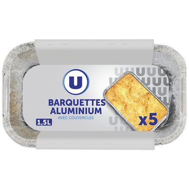 Barquettes profondes en aluminium empilables  1,5l, x5