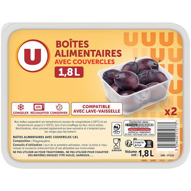 Boîtes plastiques micro-ondes,  2x1,8 litres