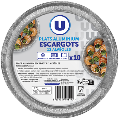 Plats aluminium escargots 12 alvéoles  x10