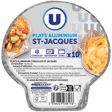 Plats aluminium coquilles St-Jacques  x10