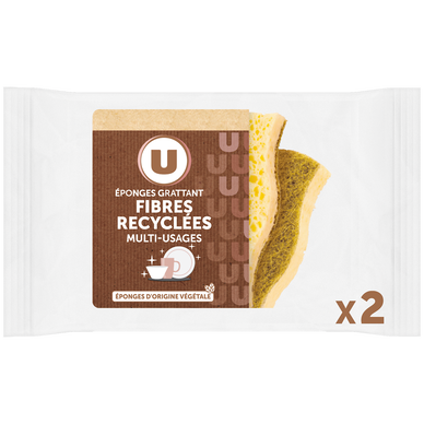 Eponge grattante fibres recyclées multi-usages - x2