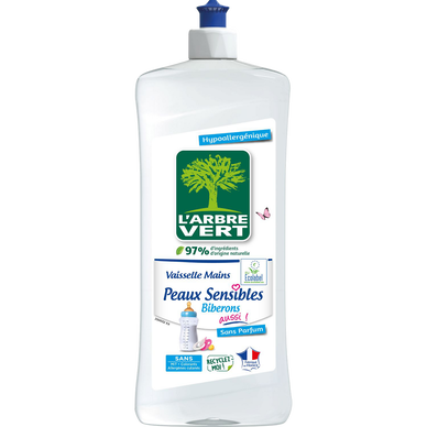 Liquide vaisselle mains biberons peaux sensibles ARBRE VERT flacon 750ml