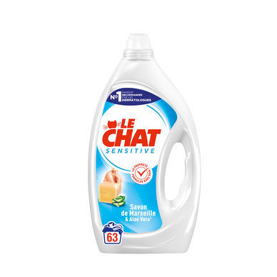 LE CHAT - Lessive liquide - Hypoallergénique - Savon de Marseille - 63lavages - 2.835 l