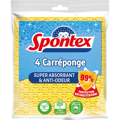 Eponges Carréponges anti-bactéries SPONTEX x4