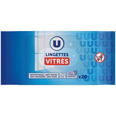Lingettes nettoyantes vitres, x20
