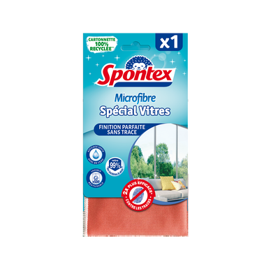 Lavette en microfibres spéciale vitres SPONTEX