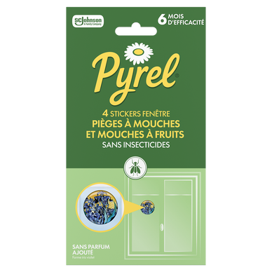 Stickers fenêtres iris violet piége à mouches et mouches à fruitsPYREL x4