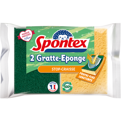 Éponge végétale grattante et résistante Stop Graisse SPONTEX, x2