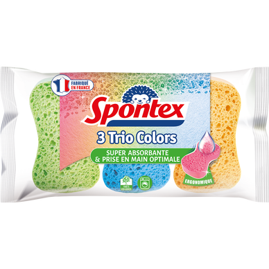 Éponges ergonomiques Trio Colors SPONTEX, x3