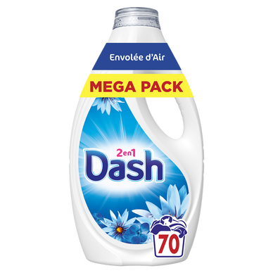 Lessive liquide DASH 2en1 envolée d'air frais 70 lavages 3.15L