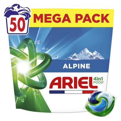 Lessive en capsules ARIEL 4en1 PODS alpine x50 lavages
