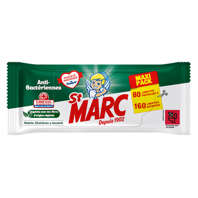 Lingettes anti-bacteriennes ST MARC, x80
