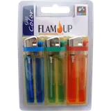 Briquets à gaz colorés sous blister FLAM'UP, x3