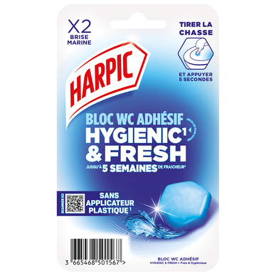 Bloc WC Hygienic & Fresh Brise Marine HARPIC x2