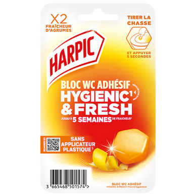 Bloc WC Hygienic & Fresh fraîcheur d'agrumes HARPIC x2