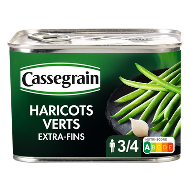 Haricots verts extra fins CASSEGRAIN - Boîte de 390g net égoutté