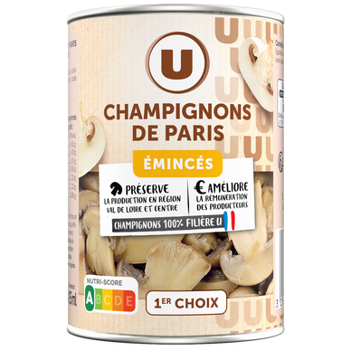 Champignons de Paris émincés au naturel - Boîte 230g