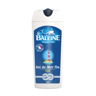 Sel de mer extra fin iodé LA BALEINE, boîte de 125g