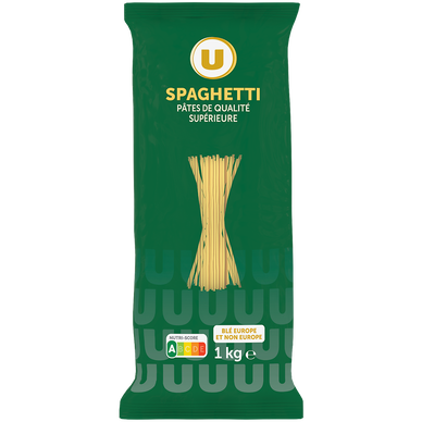 Pâtes Spaghetti qualité supérieure, sachet cello de 1kg