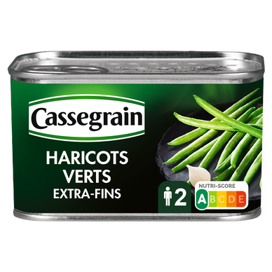 Haricots verts extra fins CASSEGRAIN - Boîte de 220g net égoutté