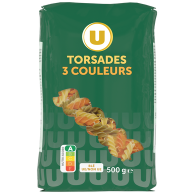 Pâtes Torsade 3 couleurs - Sachet 500g