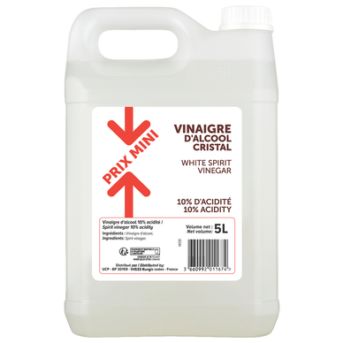 Vinaigre d'alcool cristal 10° PRIX MINI - 5L