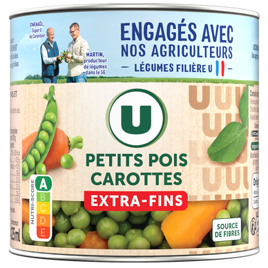 Petits pois et carottes extra fins - Boîte de 265g net égoutté