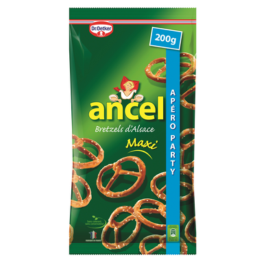 Biscuits apéritif bretzels d'Alsace maxi ANCEL, sachet de 200g