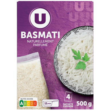 Riz long basmati  4 sachets cuisson de 125g, 500g
