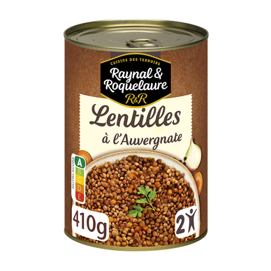 Lentilles cuisinées à l'Auvergnate RAYNAL & ROQUELAURE - boîte 410g