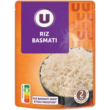Riz basmati nature micro-ondable 2 minutes  sachet de 250g