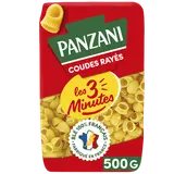 Pâtes COUDES RAYES Cuisson Rapide 3 Minutes blé Français PANZANI - 500g