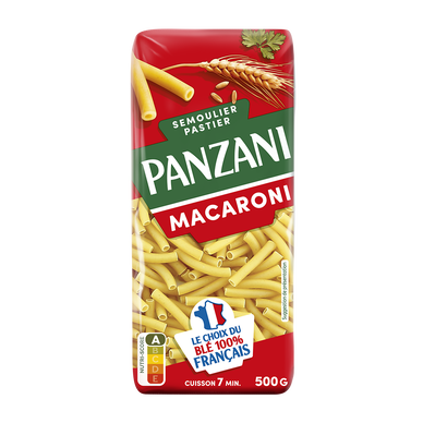 Pâtes MACARONI blé Français PANZANI - 500g