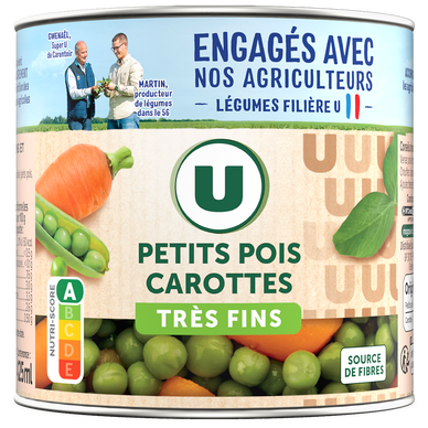 Petits pois très fins et carottes - Boîte de 265g net égoutté