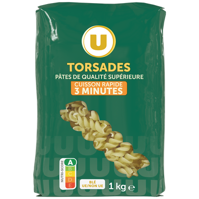Pâtes Torsades cuisson rapide  sachet  de 1kg