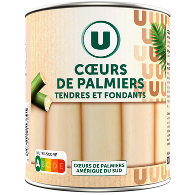 Coeur palmier, boîte 4/4 500g poids net égoutté 500g