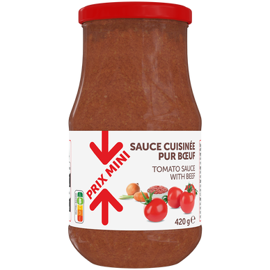 Sauce tomates cuisinée pur boeuf Prix Mini 420g