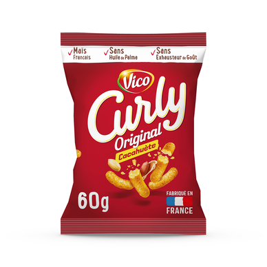 Soufflés apéritif goût cacahuète CURLY, 60g