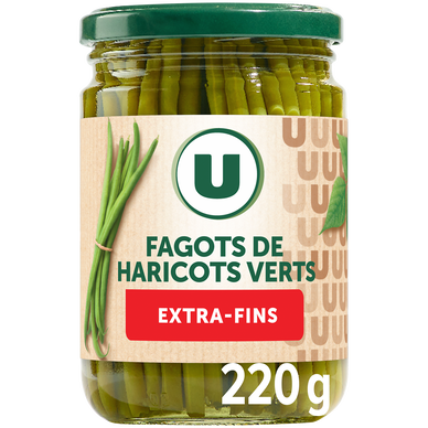 Haricots verts extra-fins en fagotins - Bocal de 220g net égoutté
