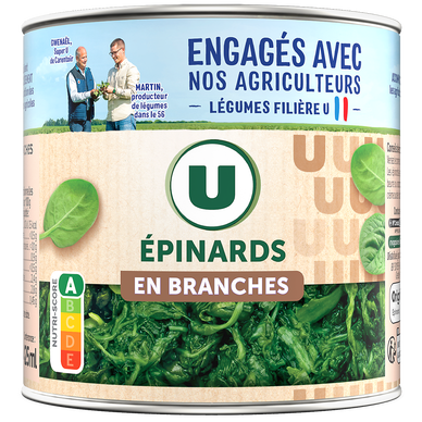 Epinards en branches  - Boîte de 265g net égoutté