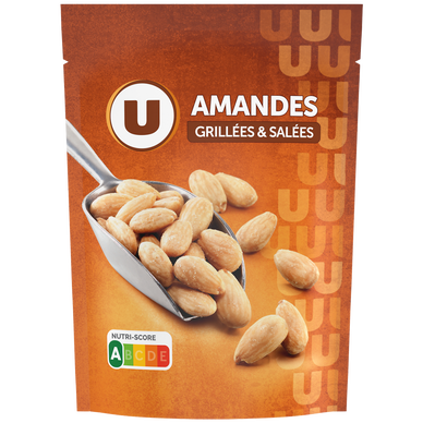 Amandes blanchies grillées et salées, paquet 100g