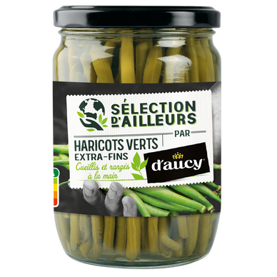 Haricots verts extra fins Selection d'ailleurs Cultivé en France D'AUCY - Bocal 280g