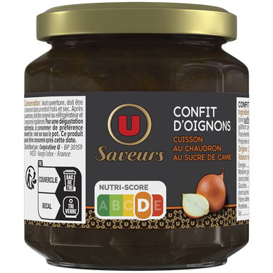 Confit d'Oignons cuisson au chaudron au sucre canne U SAVEURS 115g