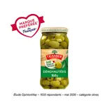 Olives Vertes Dénoyautées Sans Résidus de Pesticides TRAMIER, bocal 160g - Espagne -