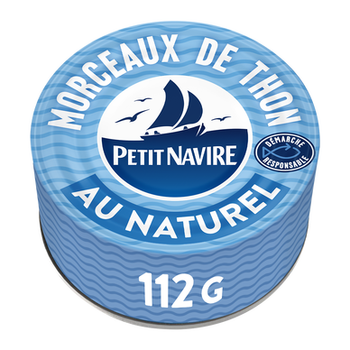 Morceaux de Thon au Naturel Démarche Responsable PETIT NAVIRE - 112gpoids net égoutté