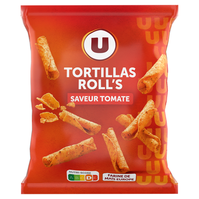 Tortillas chips roll's goût tomate paquet de 125g