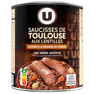 Saucisses de Toulouse aux lentilles Boîte de 840g